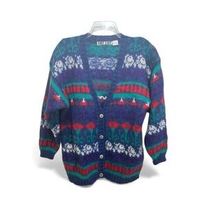 Vintage Knit Knit Mohair Blend Oversized Cardigan Multicolor Women’s Size M